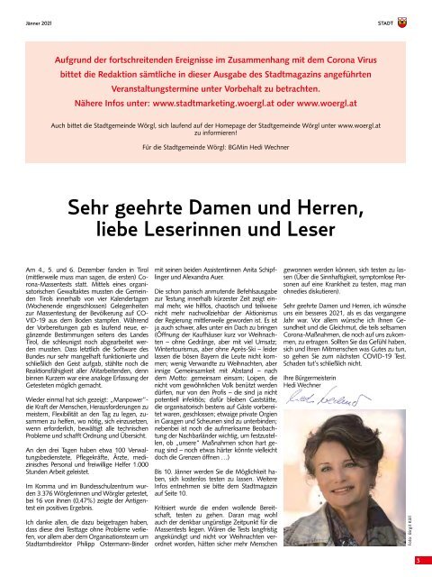 Stadtmagazin Wörgl Jänner 2021