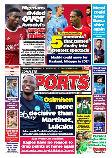 COMPLETE SPORTS - FRIDAY, NOV 24, 2023