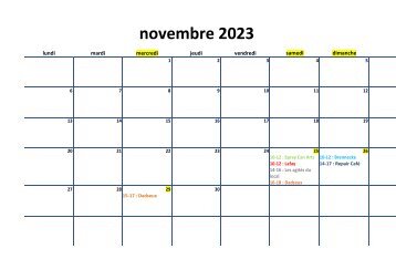 Atelier des Merveilles - Planning