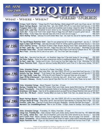 Bequia this Week 24th November - 30th November 2023