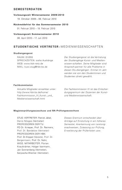 Medienwissenschaften - Hochschule für Bildende Künste ...