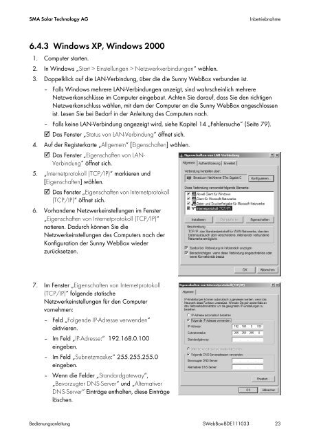 Sunny WebBox - Bedienungsanleitung - SMA Solar Technology AG