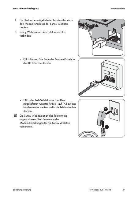 Sunny WebBox - Bedienungsanleitung - SMA Solar Technology AG