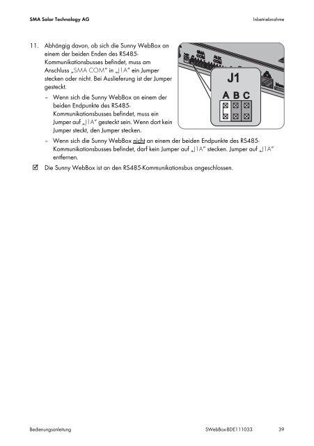 Sunny WebBox - Bedienungsanleitung - SMA Solar Technology AG