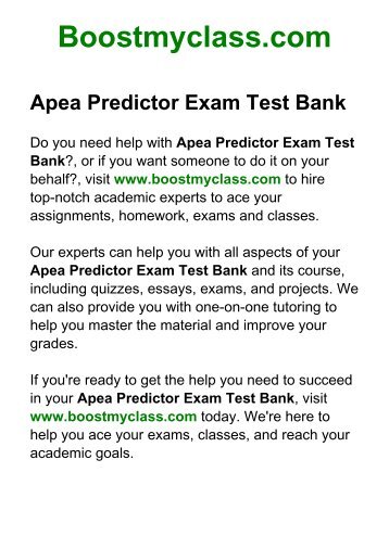 Apea Predictor Exam Test Bank