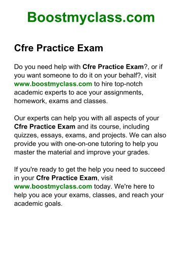 Cfre Practice Exam