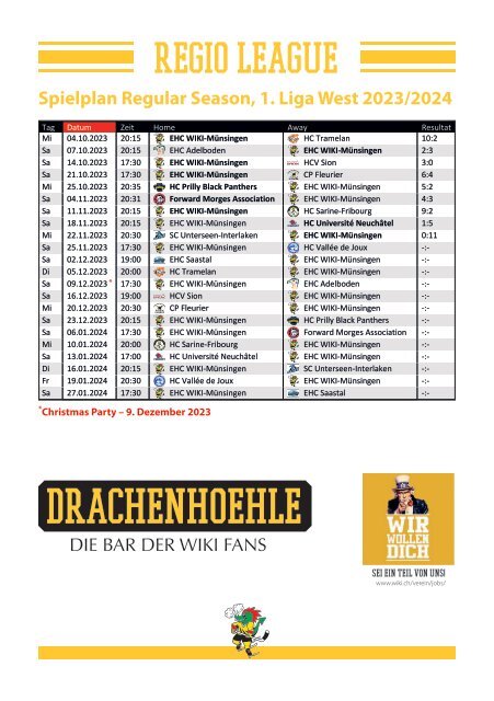 Matchprogramm WIKI vs. Vallée de Joux