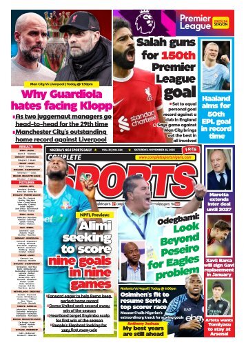 COMPLETE SPORTS - SATURDAY, NOV 25, 2023