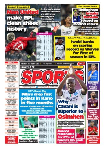 COMPLETE SPORTS - MONDAY, NOV 27, 2023