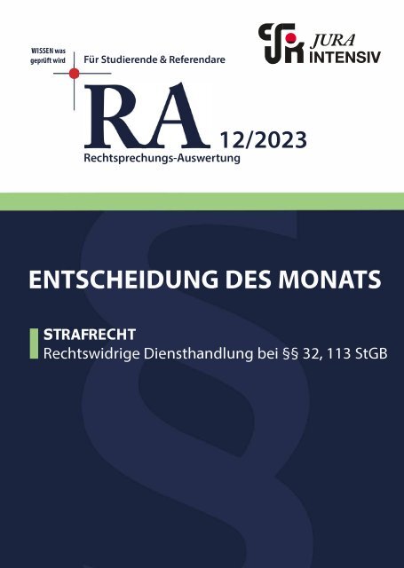 RA 12/2023 - Entscheidung des Monats