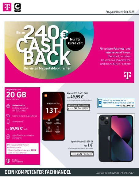 Telekom Monatsflyer Dezember 2023 