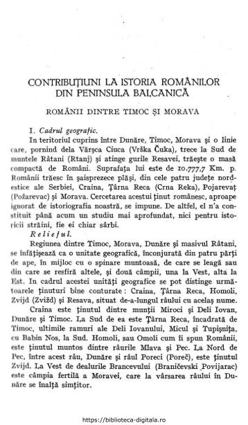 Romanii dintre Morava și Timoc - Istorie