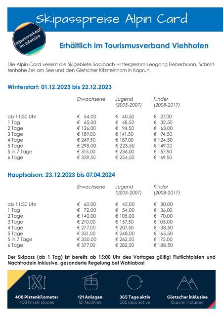 Winterinformationen über Viehhofen 2023/2024