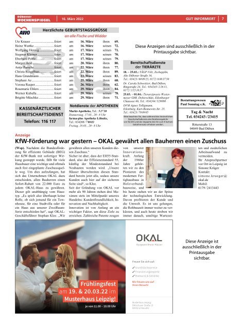 Dübener Wochenspiegel - Ausgabe 5 - Jahrgang 2022