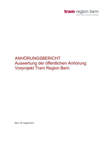 Anhörungsbericht - Tram Region Bern