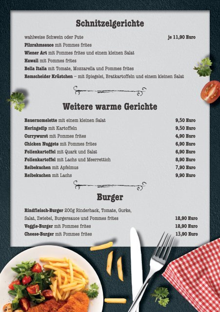 Speisekarte Bella Bergisch - Neu