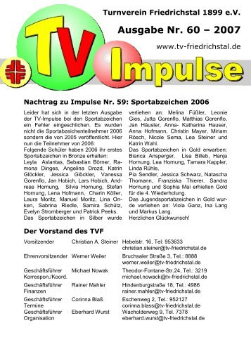 Ausgabe Nr. 60 – 2007 - TV Friedrichstal 1899 eV