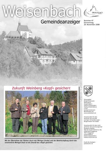 Zukunft Weinberg »Kapf« gesichert - weisenbach.de