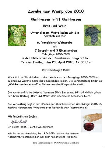 Weinprobe - FWG-Zornheim