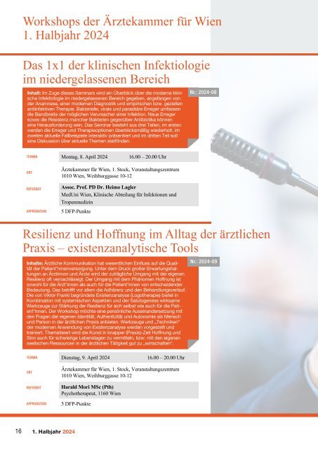 Ärztekammer für Wien - Seminarprogramm 1. Halbjahr 2024