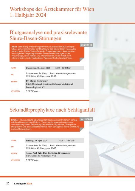 Ärztekammer für Wien - Seminarprogramm 1. Halbjahr 2024