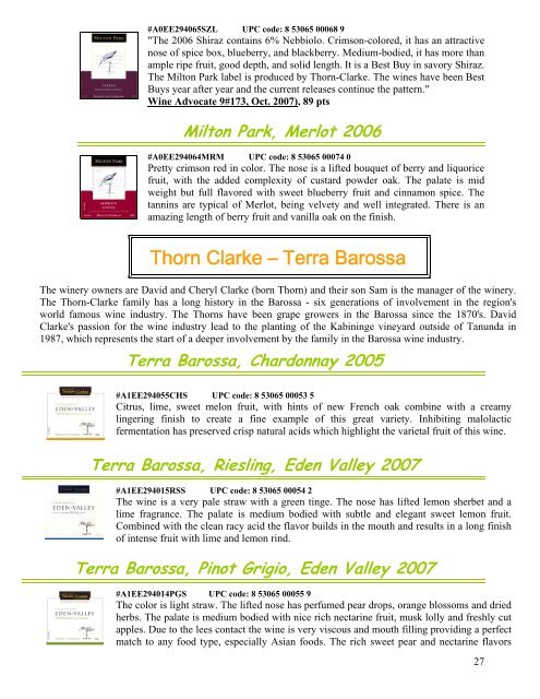 list of wines with screw cap closure - Kysela Pere et Fils, LTD