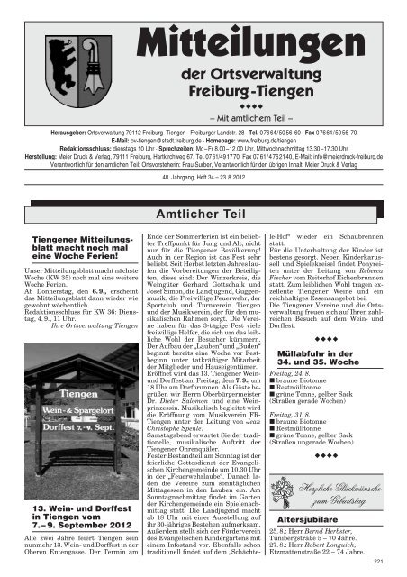 Tiengener Wein - Stadt Freiburg im Breisgau