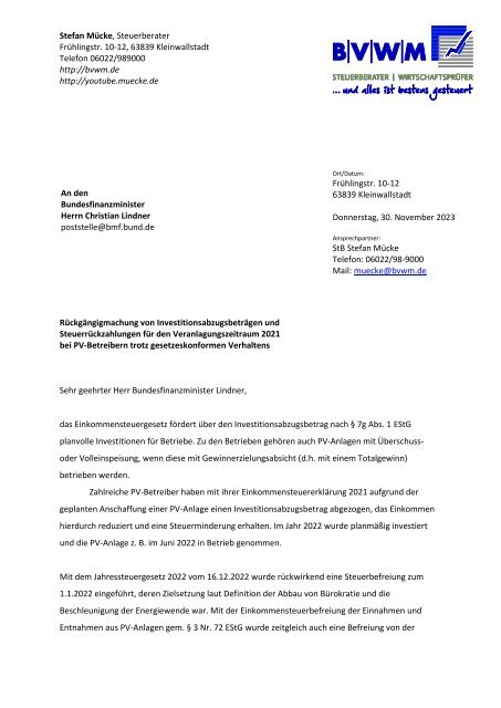 Offener Brief an Lindner und Dr