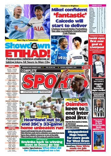 COMPLETE SPORTS - SUNDAY, DEC 3, 2023