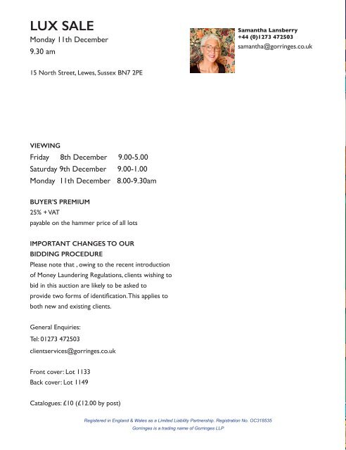 Gorringe's Winter Lux Sale - 11th December 2023 starting at 9.30am