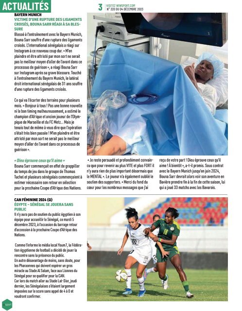 Journal wiwsport n320 - 04 décembre 2023