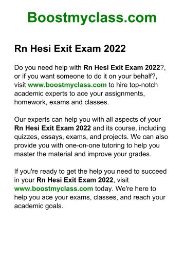 Rn Hesi Exit Exam 2022