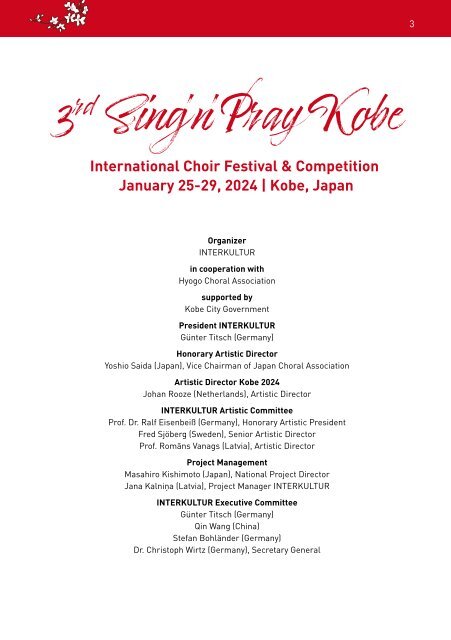 Sing'n'Pray Kobe 2024 - Program Book