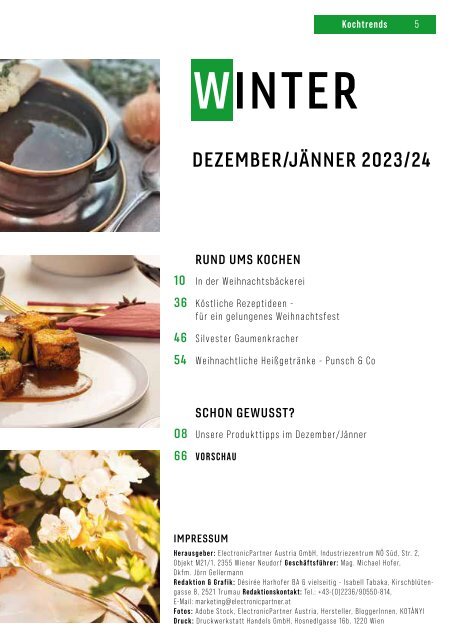 EP:Kochtrends Magazin Ausgabe 6 Dezember/Jänner 2023