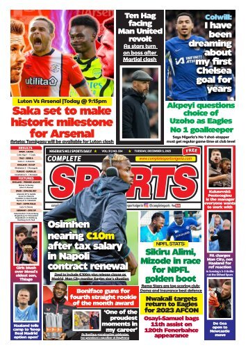 COMPLETE SPORTS - TUESDAY, DEC 5, 2023