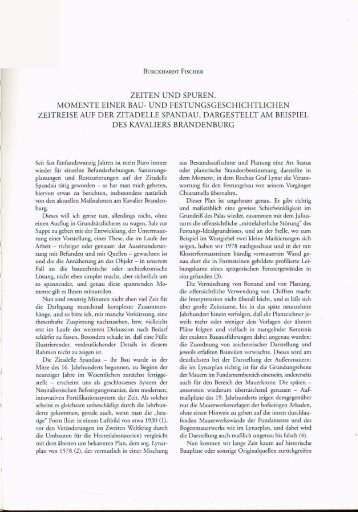 Zeiten und Spuren - Momente einer Bau-und Festungsgeschichtlichen Zeitreise auf der Zitadelle Spandau, Burckhardt Fischer 2001