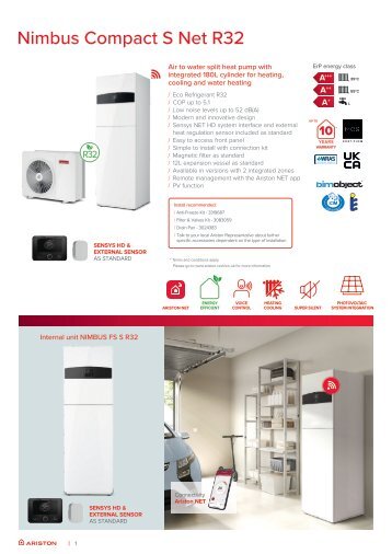 Ariston Nimbus Compact S Net R32 Data Sheet