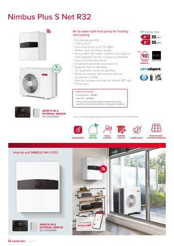 Ariston Nimbus Plus S Net R32 Data Sheet