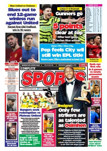 COMPLETE SPORTS - WEDNESDAY, DEC 6, 2023