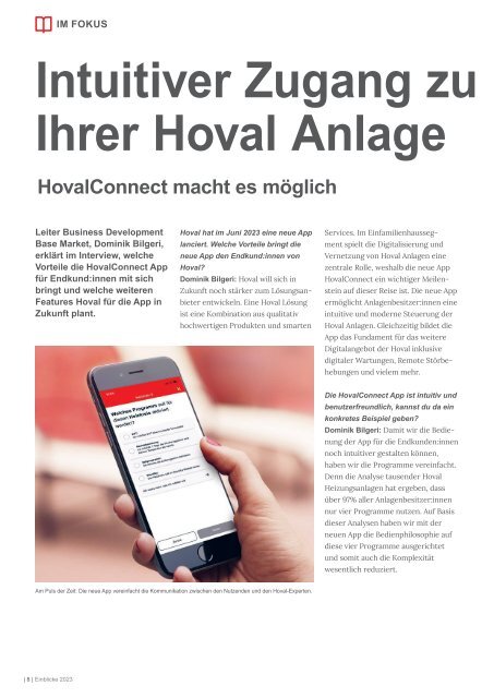 Einblicke - Das Magazin der Hoval-Gruppe | Ausgabe 2023-1