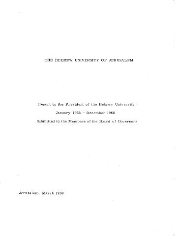 1968 President of HUJI Report Jan.-Dec 1968