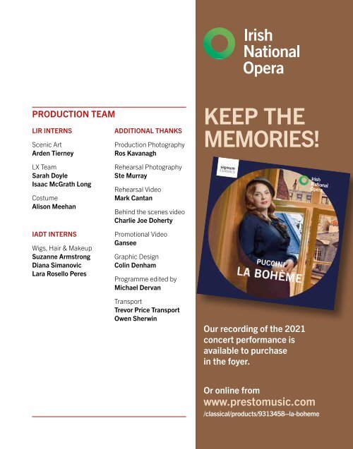 La bohème 2023 Programme