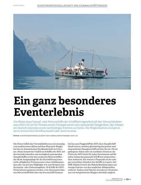 Seesicht - Das Zentralschweizer-Seen-Magazin Nr. 6 - 2023