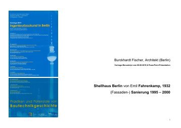 Die Sanierung des Shellhauses in Berlin - VBI-Vortrag 6. 6. 2019, Burckhardt Fischer, Architekt