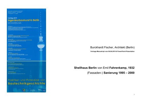Die Sanierung des Shellhauses in Berlin - VBI-Vortrag 6. 6. 2019, Burckhardt Fischer, Architekt