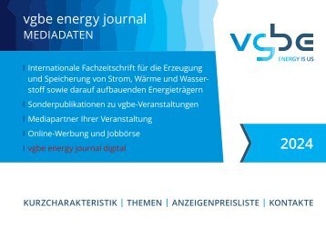 vgbe energy journal - Mediadaten 2024 / Media Information 2024 | Themenplanung / Topics