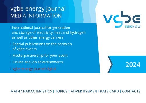 vgbe energy journal - Mediadaten 2024 / Media Information 2024 | Themenplanung / Topics