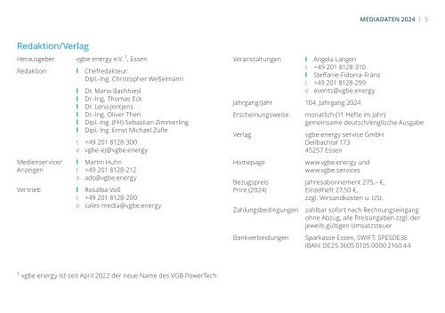 vgbe energy journal - Mediadaten 2024 / Media Information 2024 | Themenplanung / Topics