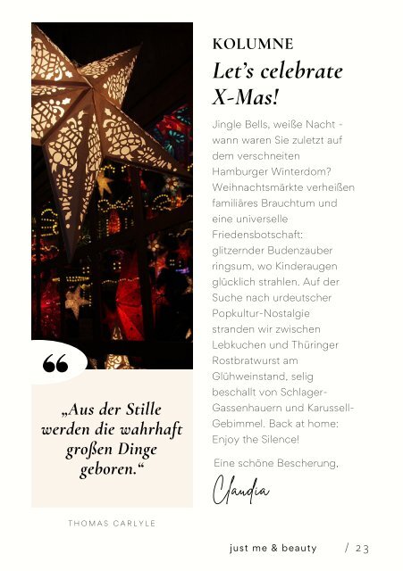 just me & beauty E-Magazin Issue N°29 Dezember 2023