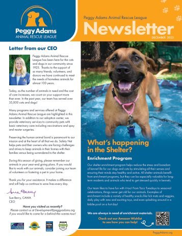 Peggy Adams December Newsletter